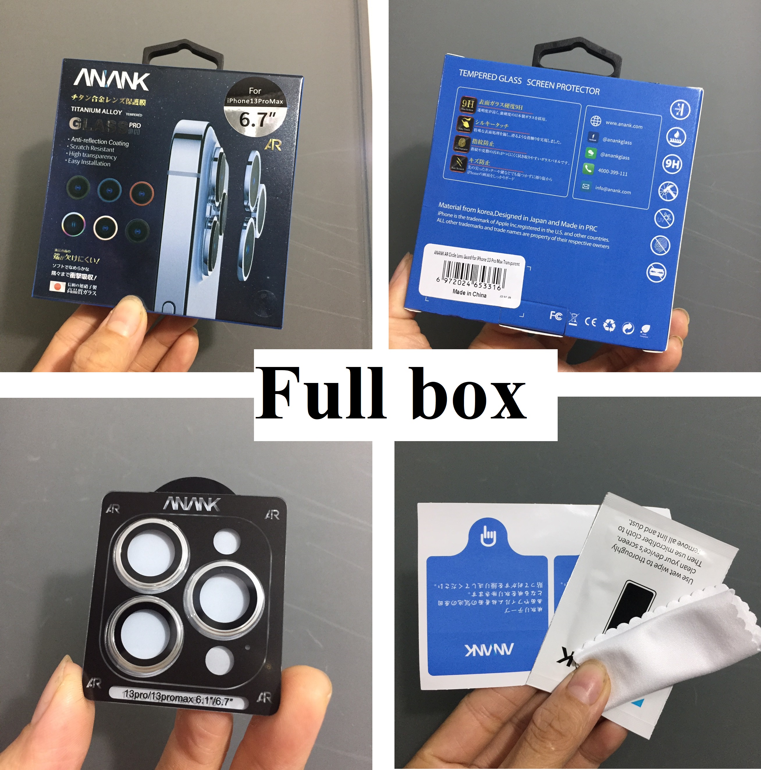 Cụm cường lực viền hợp kim titan dán camera cho iP 13 / 13 Pro Max ANANK AR _ Hàng chính hãng