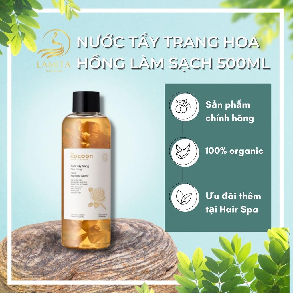 Nước tẩy trang hoa hồng Cocoon tẩy sạch makeup và cấp ẩm 500ml Lamita Hair Spa - LS022