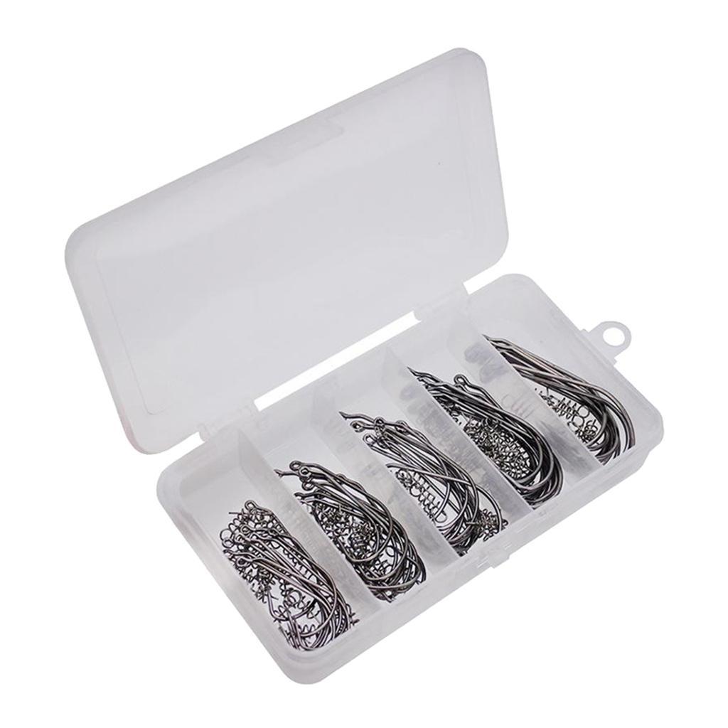 50pcs/Box Twist Lock Fishing Hooks Centering Pin Spring Fish Hooks Kit Fishing Baits Lure Rigs for Soft Lure Bait Worm