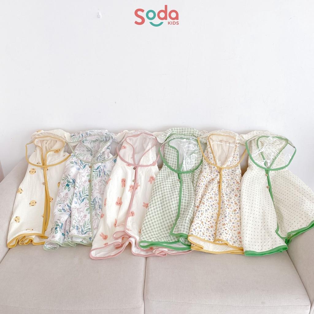 Áo choàng cho bé SODA KIDS chất liệu xô Muslin mềm, mát kèm tấm chắn bụi, giọt bắn