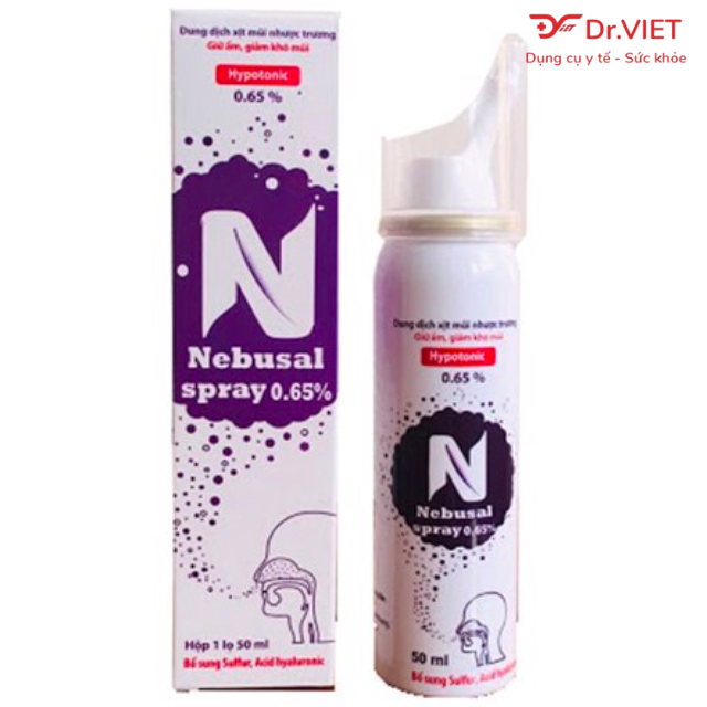 Dung dịch xịt mũi nhược trương Nebusal spray 0.65% Chính hãng - Giúp cấp ẩm, giảm khô mũi, phục hồi tổn thương mũi, phù hợp cho cả người lớn và trẻ nhỏ(50ml)