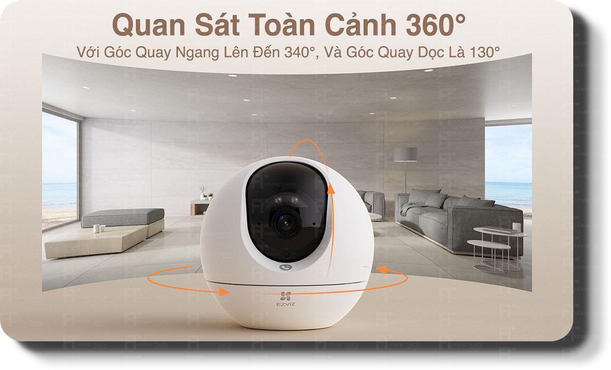 Camera Wifi Ezviz C6C 8M - 4K Siêu Rõ Nét, Quay Quét 360 độ , Đàm thoại 2 chiều, Có màu ban đêm, Phát hiện người AI - hàng chính hãng