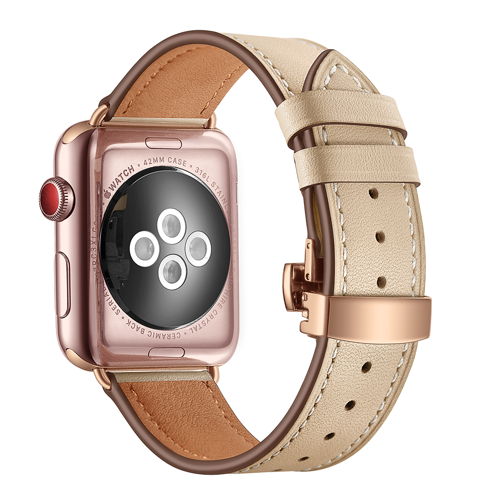 Dây Da Khóa Bướm Chống Gãy Dành Cho Apple Watch 42/44mm