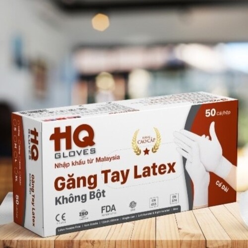 Găng Tay Latex Không Bột HQ Gloves - Size L - Màu Nâu