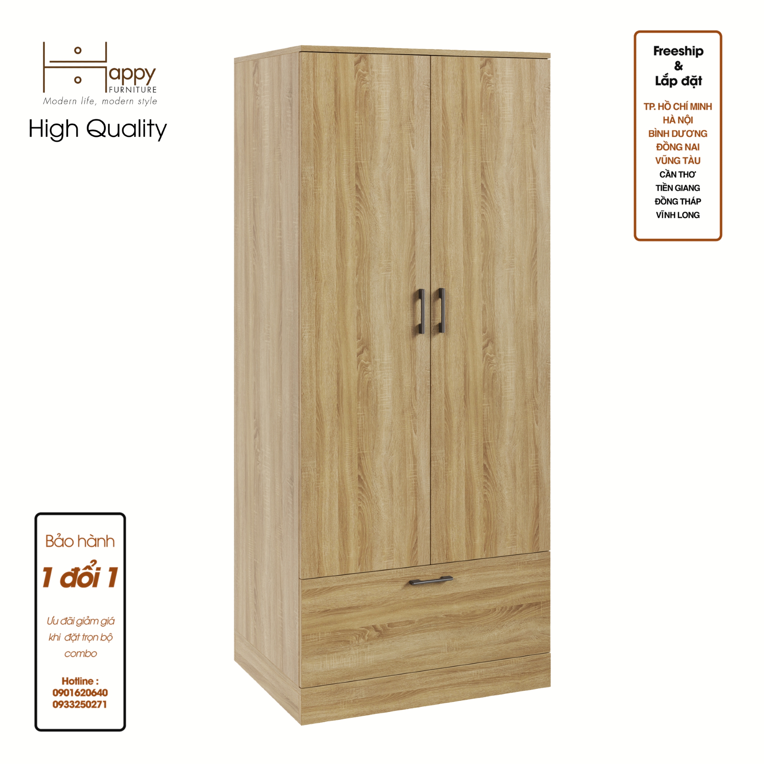 SALY , Tủ treo quần áo tiện dụng, 90cm x 40cm x 180cm , TCM_009