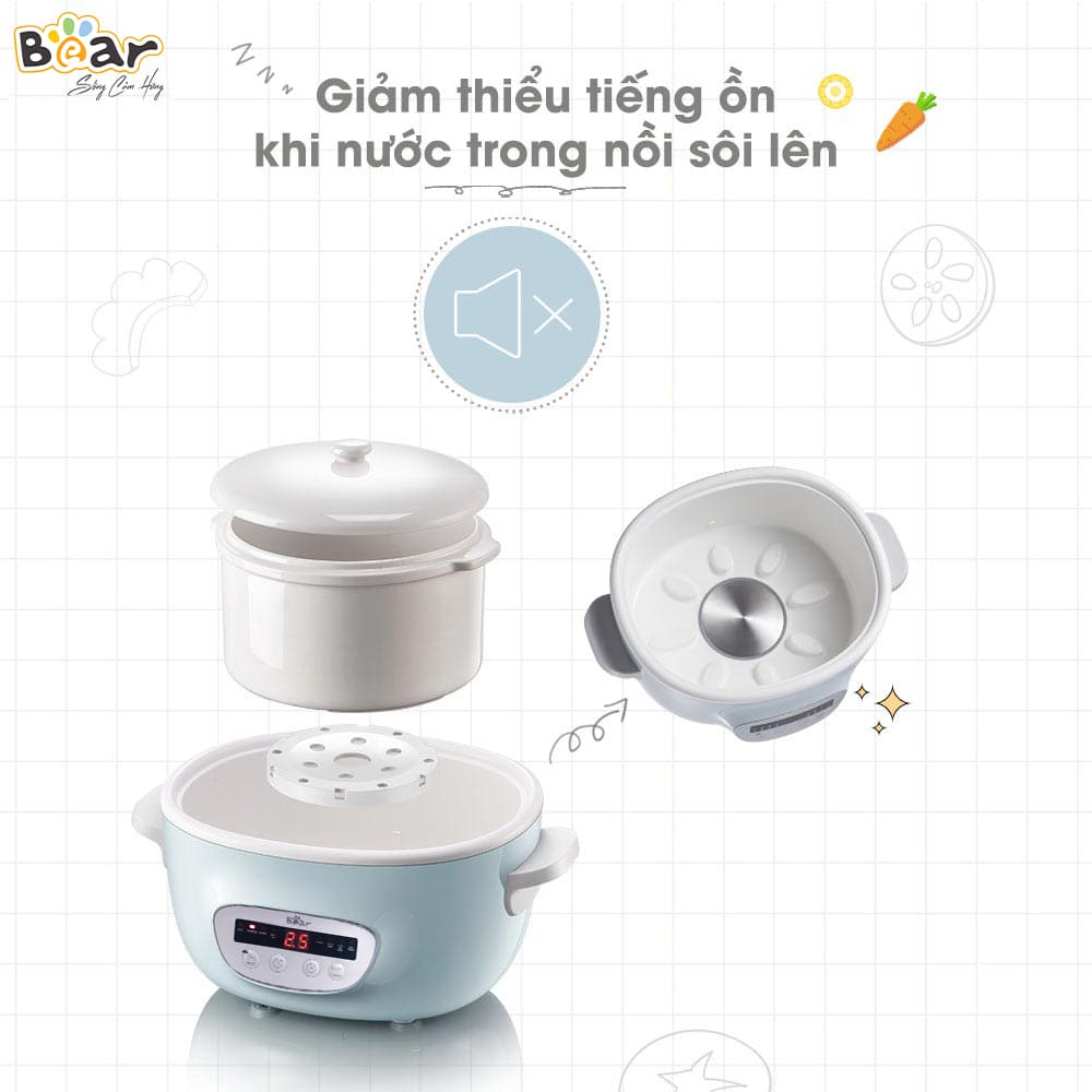 Nồi Nấu Chậm 2.5L Bear DDZ-C25E1 – Hàng quốc tế chính hãng