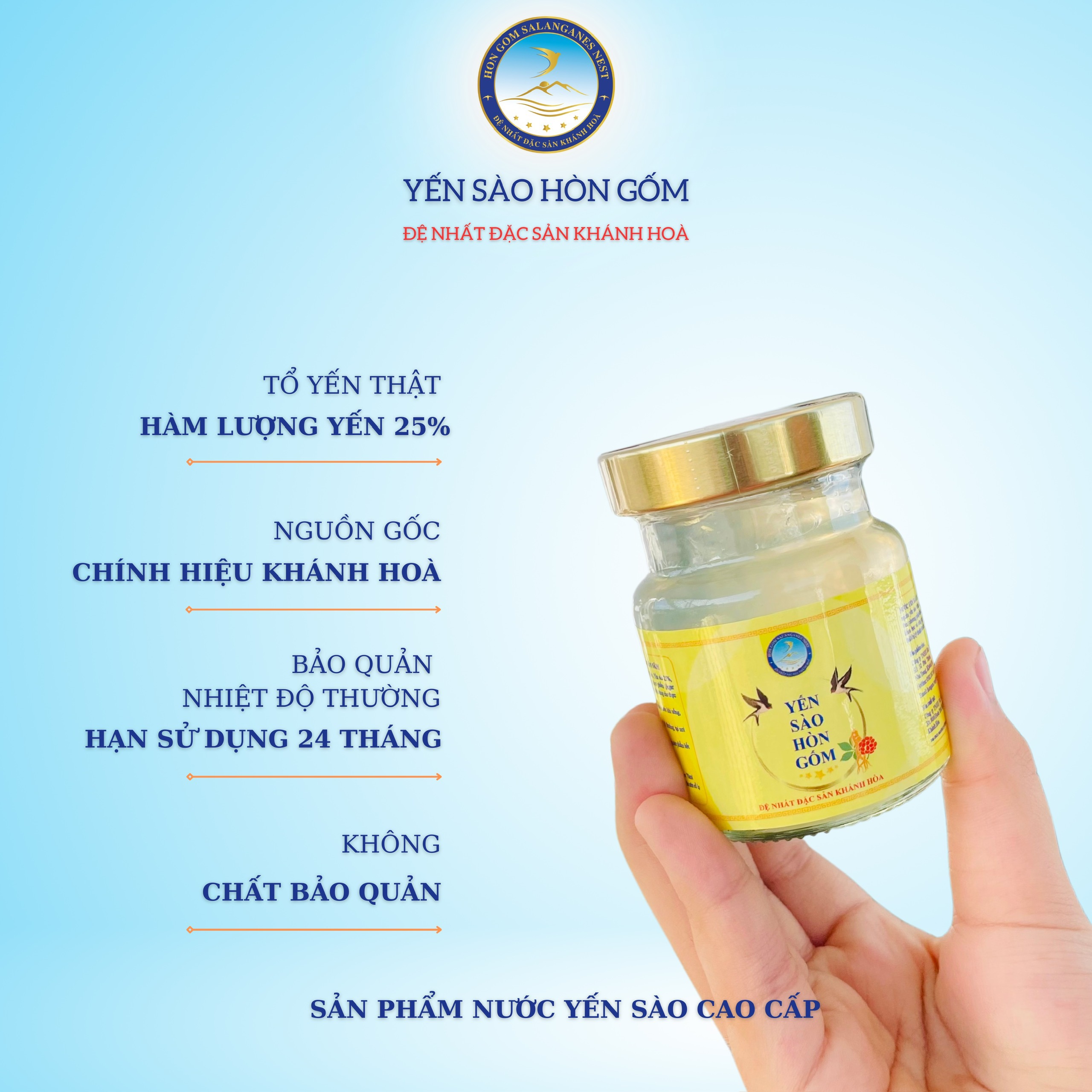 [Combo 30 lọ x 70ml] Nước Yến Sào Chưng Đường Phèn - Yến Sào Hòn Gốm Chính Hiệu Khánh Hoà - H G SALANGANES NEST