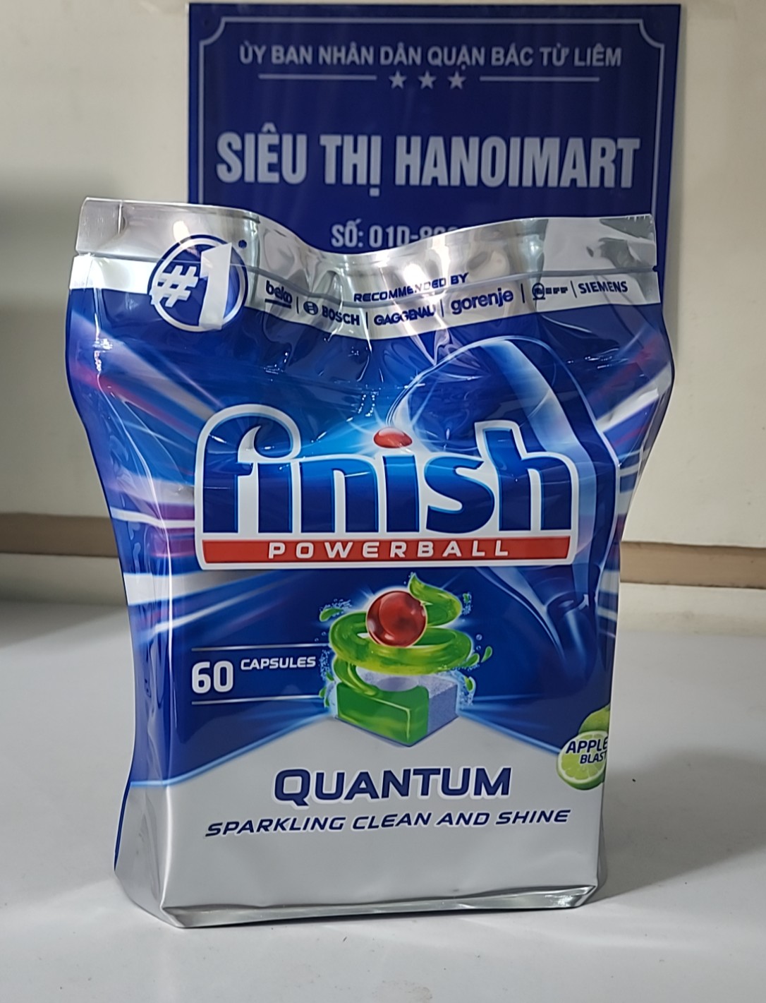 Túi 60 viên rửa bát Finish Quantum Dishwasher Tablets Lemon Sparkle QT025460 - hương chanh