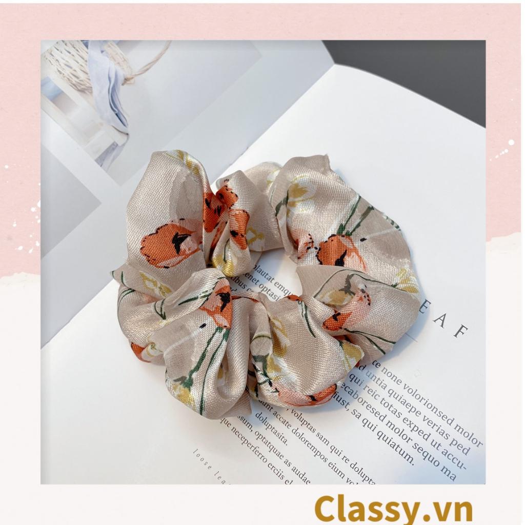 Dây cột tóc Classy vải linen, họa tiết hoa dễ thương, có thể dùng làm phụ kiện chụp ảnh PK1235