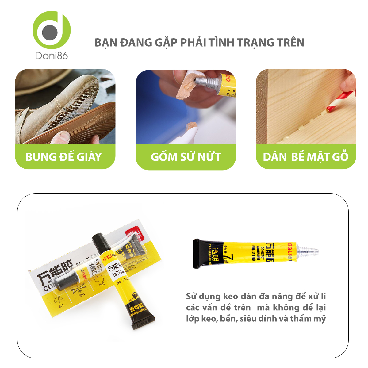 Combo 2 tuýp keo dán giày mùi hương dễ chịu, an toàn cho da tay, sức khỏe, chất keo bền chặt - Doni - DOPK355