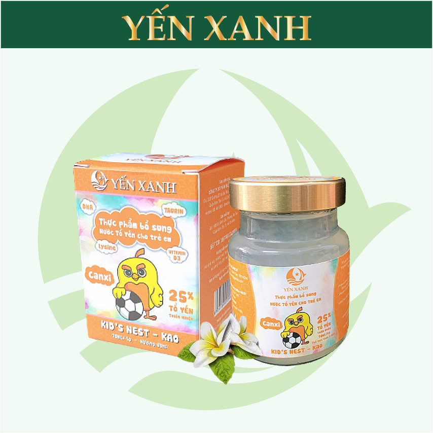 25% tổ yến - Thực phẩm bổ sung: Nước tổ yến chưng dành cho trẻ em Kid's nest - kao hương vani - YẾN XANH - Hộp 1 lọ x 70ml