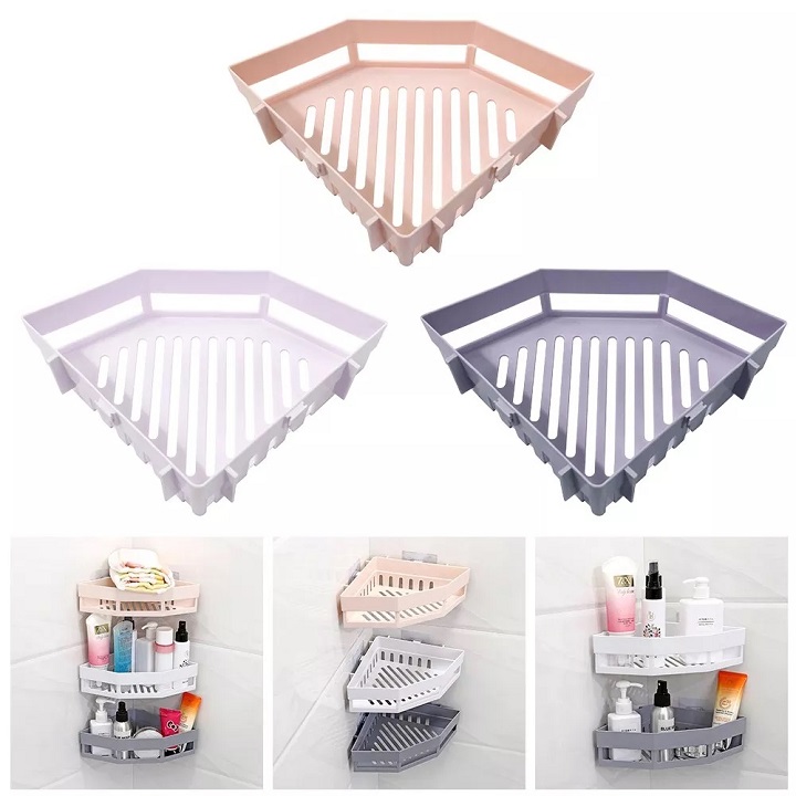 Kệ Góc Tam Giác Nhựa Dán Góc Tường Đa Năng Cho Bếp & Nhà Tắm Tiện Dụng