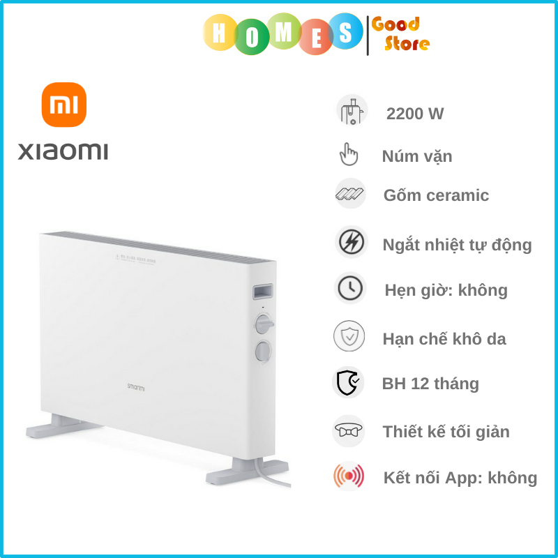 Máy Sưởi XIAOMI Smartmi 1S DNQ04ZM, 3 Cấp Độ Sưởi, Công Suất 2200 W - Hàng Chính Hãng