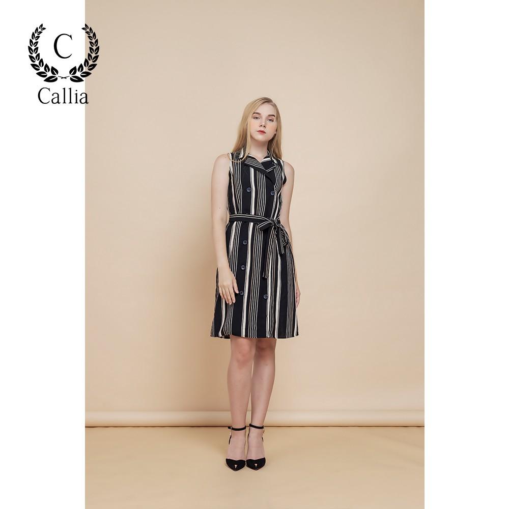 Đầm suông nữ Callia Niki cổ vest (Đen)