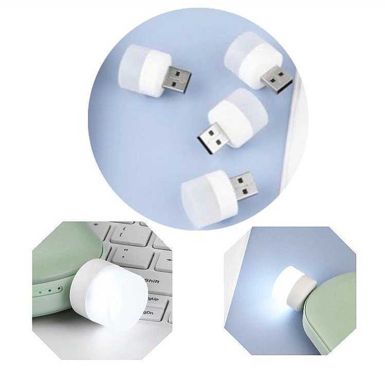 Đèn ngủ mini hình tròn bóng LED - Cổng USB - HT