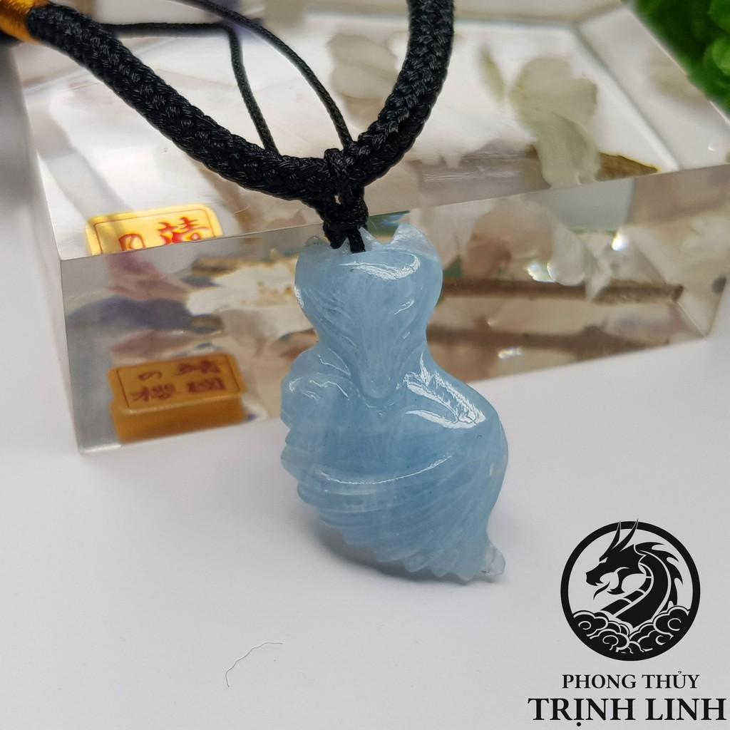 VÒNG CỔ CỬU VỸ HỒ LY ĐUÔI VŨ ÔM HOA XANH BIỂN 3CM