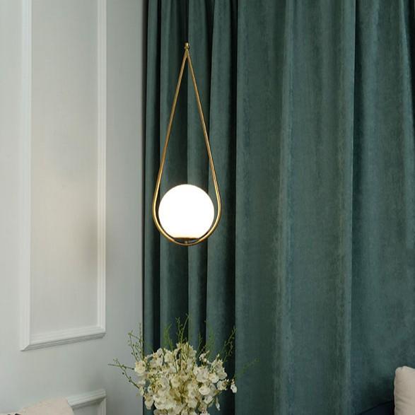 Đèn thả LAMES chao thủy tinh địa cầu, khung mạ vàng hình giọt nước - kèm bóng LED chuyên dụng .