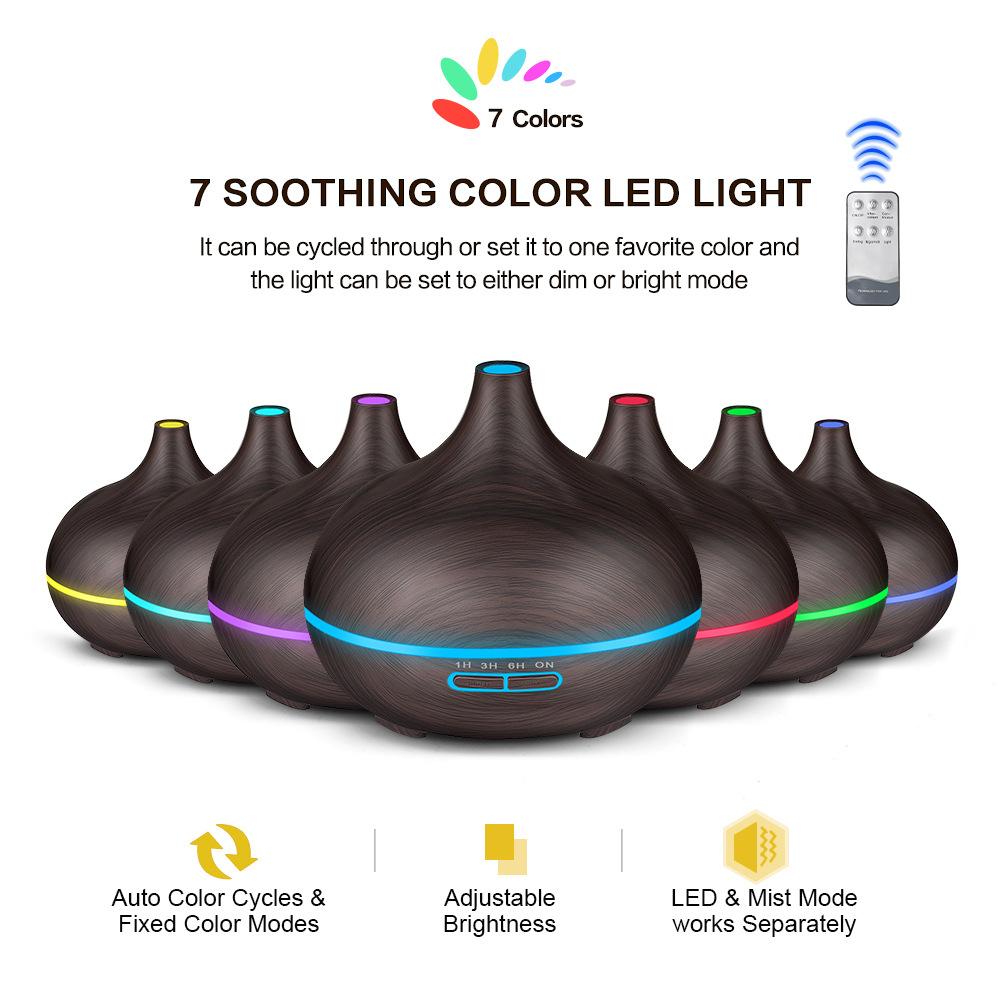Mới 550Ml Tinh Máy Khuếch Tán Tinh Dầu Siêu Âm Thanh USB Máy Tạo Độ Ẩm Không Khí Có Đèn LED 7 Màu Đèn Điều Khiển Từ Xa Văn Phòng Nhà difusor
