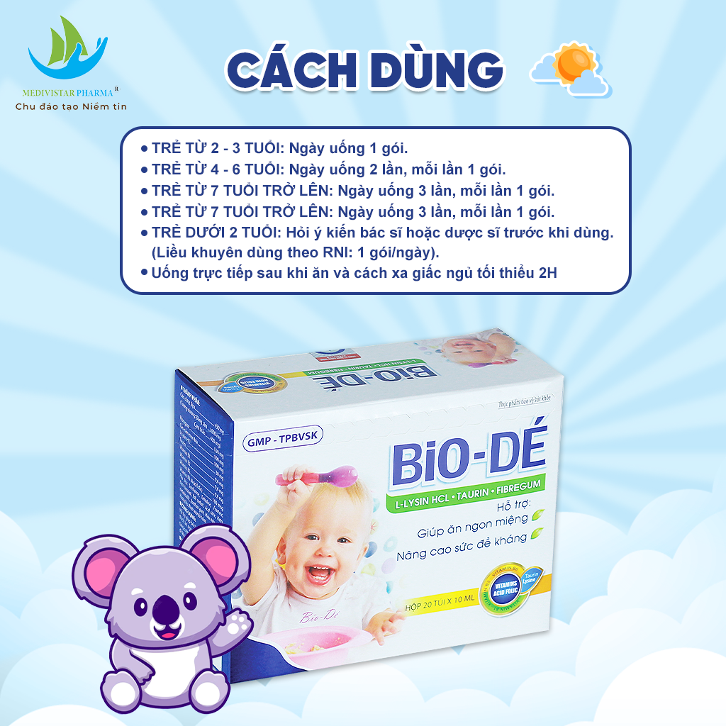Combo 3 Hộp Siro Ăn Ngon Cho Bé BIODÉ Chiết Xuất Thảo Dược Thiên Thiên An Toàn, Lành Tính Giúp Bé Khỏe Mạnh, Tăng Sức Đề Kháng 20 Túi/Hộp