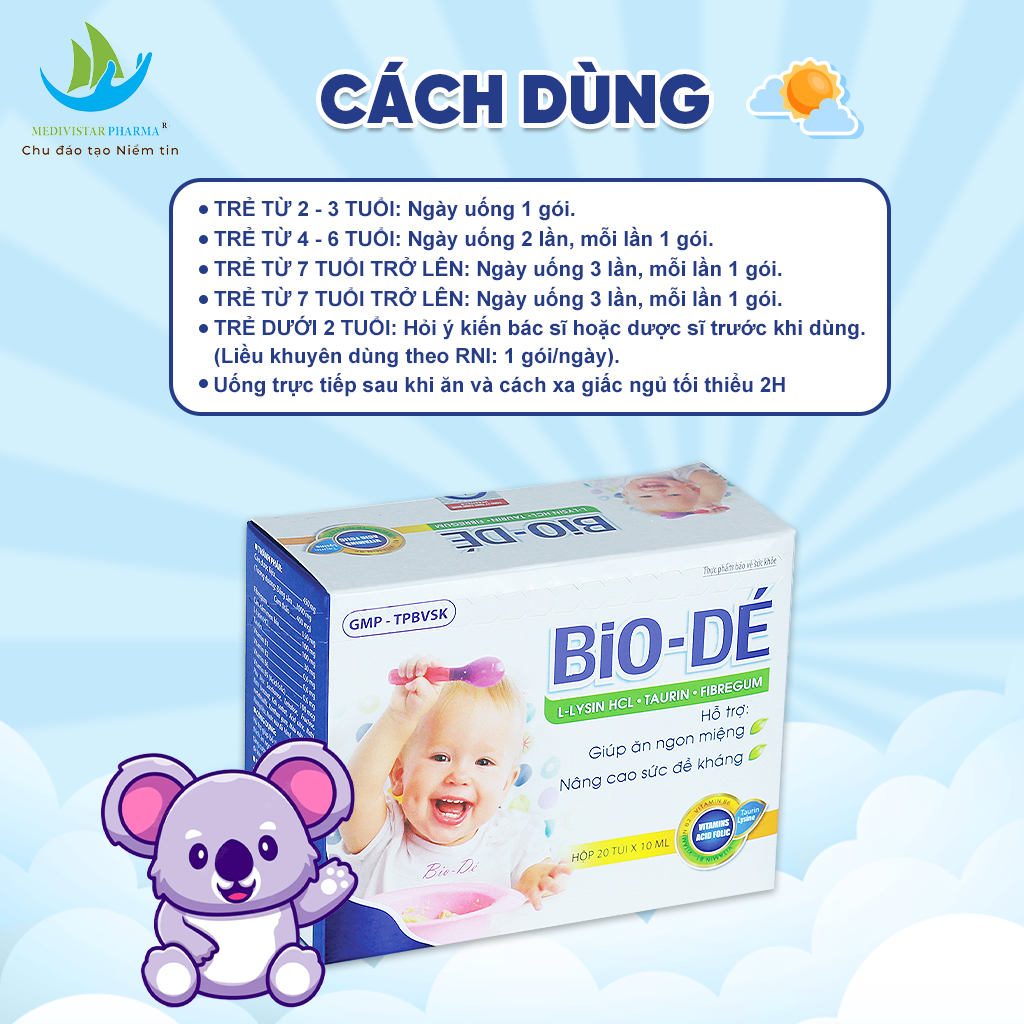 Combo 2 Hộp Siro BIODÉ Dành Cho Trẻ Biếng Ăn Giúp Kích Thích Ăn Ngon, Bổ Máu Và Tăng Cường Sức Đề Kháng, Tiêu Hóa Tốt 20 Túi/Hộp