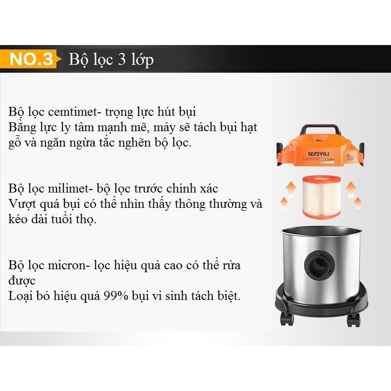 Máy hút bụi công nghiệp thùng inox YILI 12L ( 1200w )