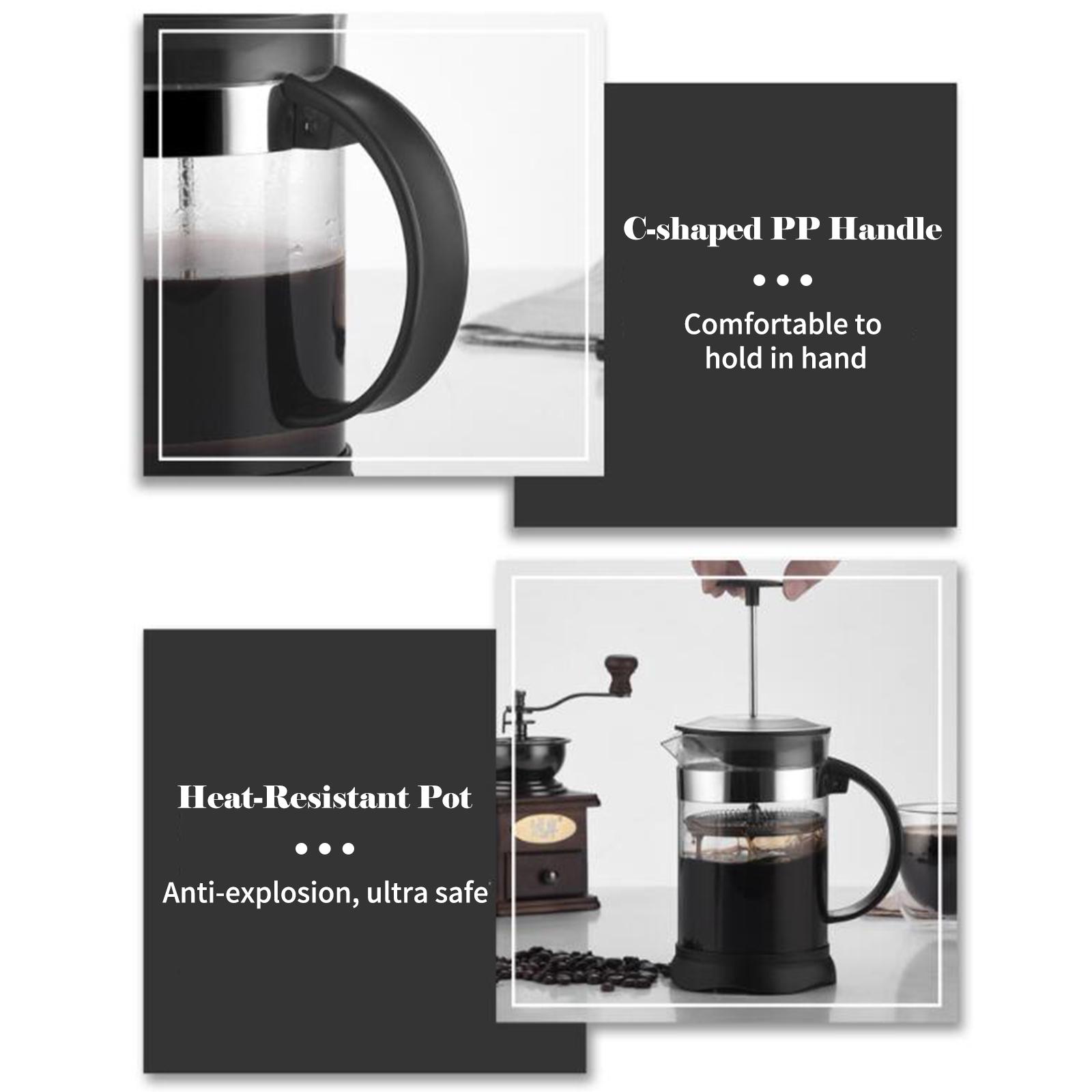 Máy Pha Cà Phê French Press Thủy Tinh Borosilicate Có Bộ Lọc Bằng Thép Không Gỉ