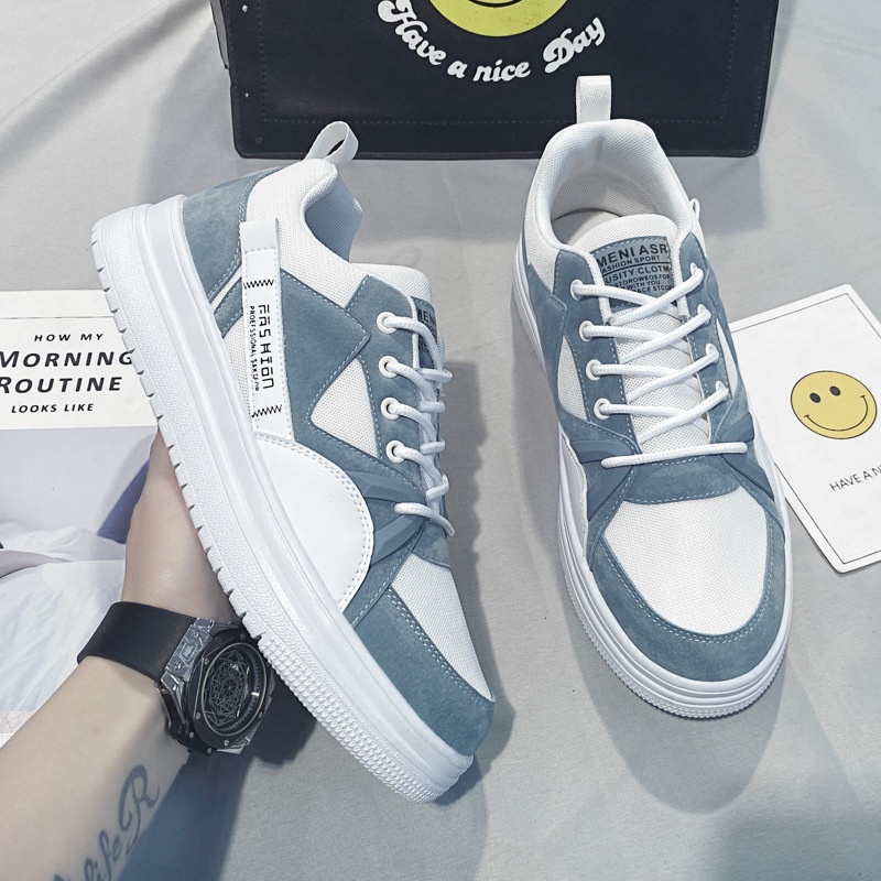 Giày thể thao sneaker nam màu trắng phối xanh thời trang, sản phẩm chất lượng y hình