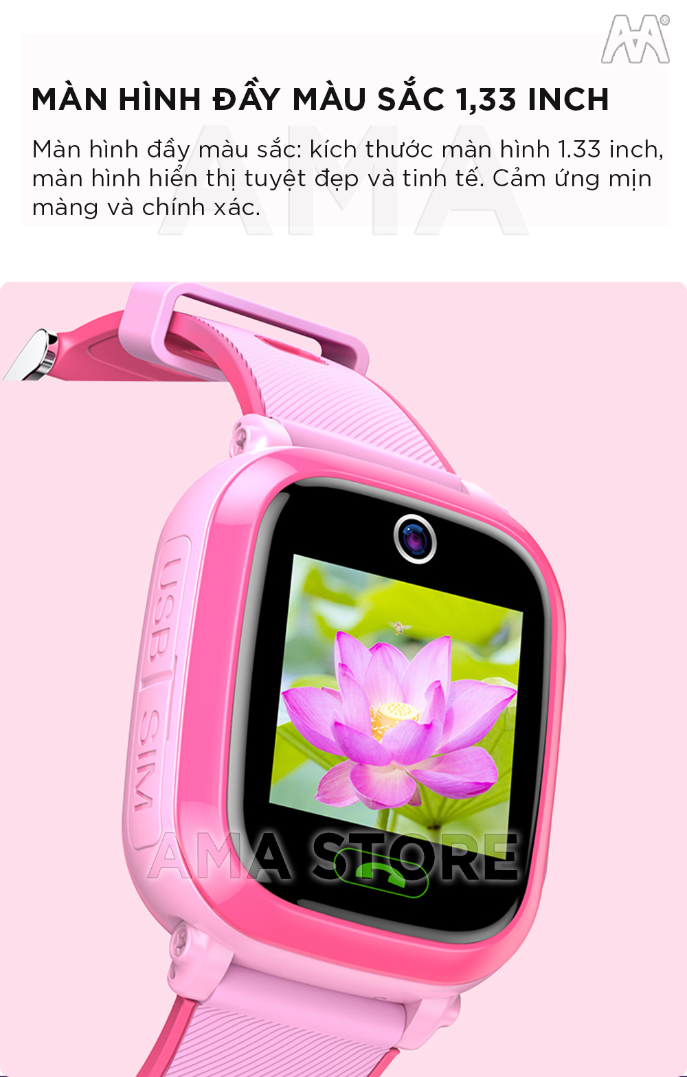 Đồng hồ Thông minh Trẻ em Gọi Video Chống nước Định vị Wifi Model AMA Watch Y36  Hàng nhập khẩu