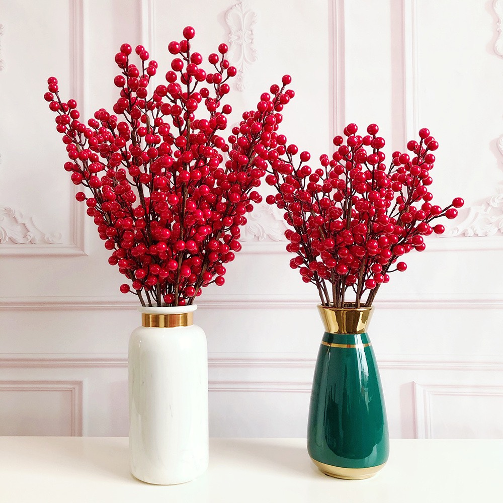Cành Đào Đông URSPACE Đỏ giả cao cấp, trang trí nhà cửa, văn phòng, decor
