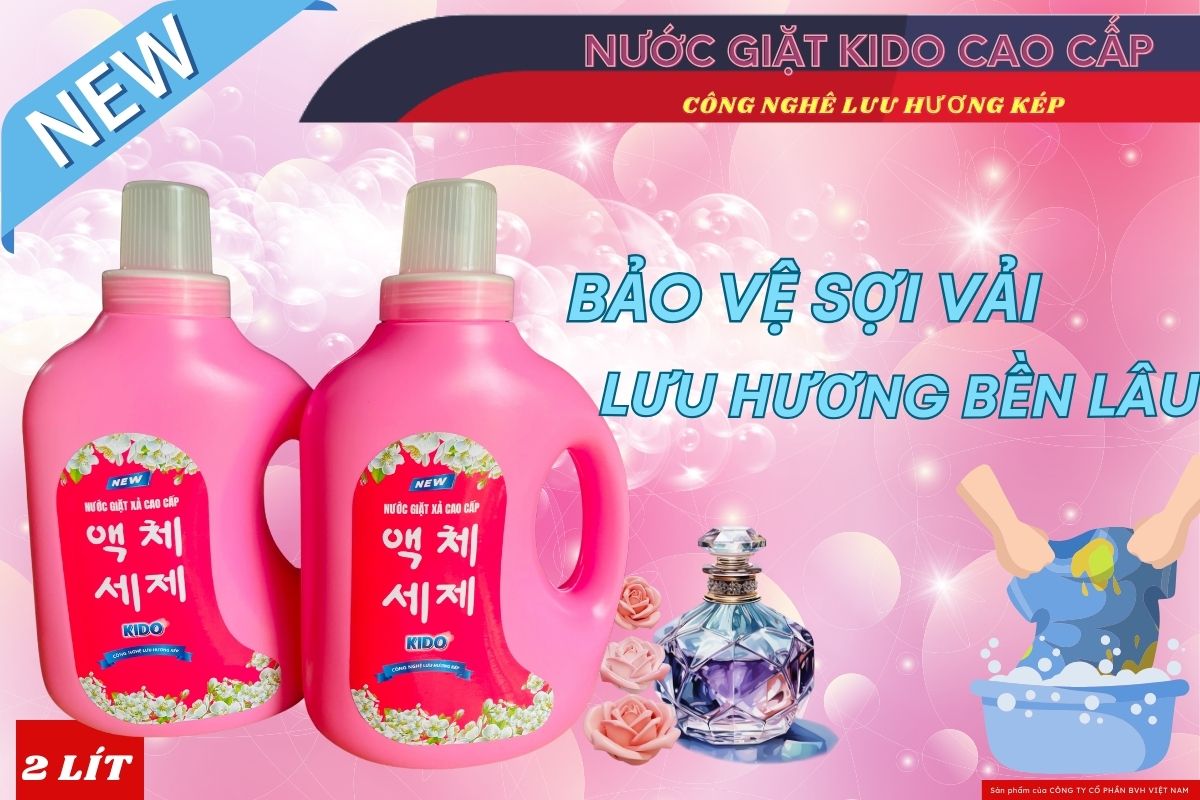 Nước Giặt KIDO Blu 2 Lít Màu Hồng - Giải Pháp Hoàn Hảo Cho Bức Xúc Giặt Là