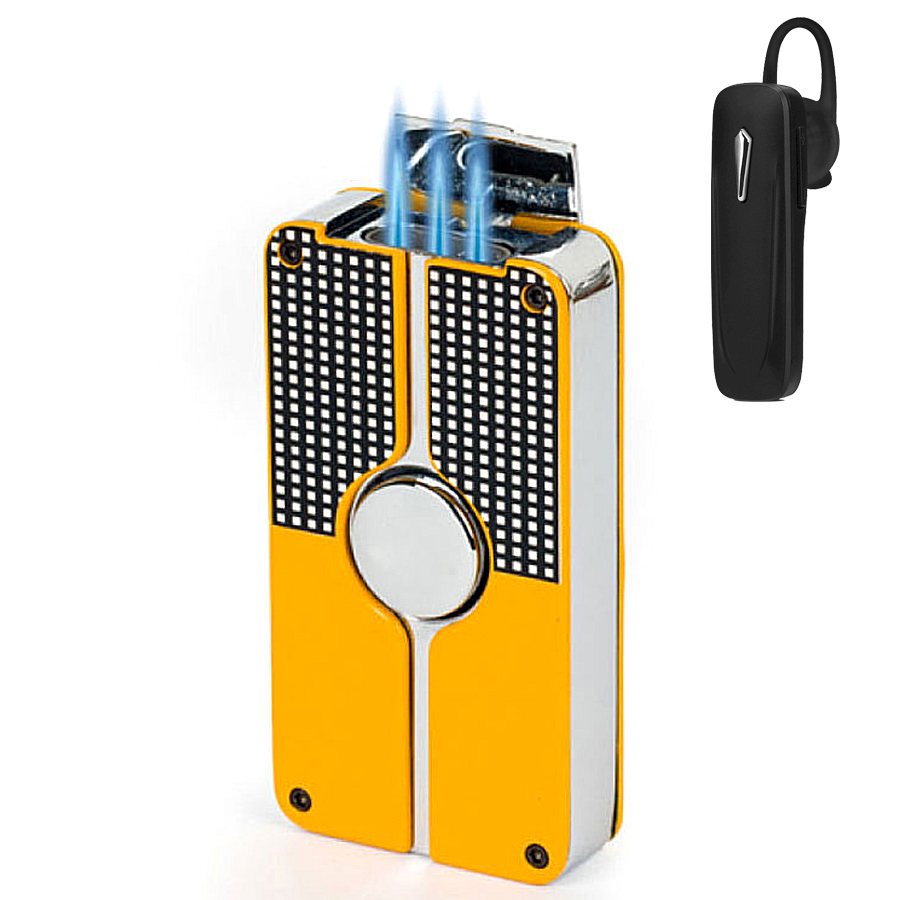 Hộp Quẹt Bật Lửa Gas Khò 3 Tia Mạnh Mẽ COB-58-1 Thích Hợp Cho Hút Xì Gà + Tặng Tai Nghe Nhét Tai Cao Cấp