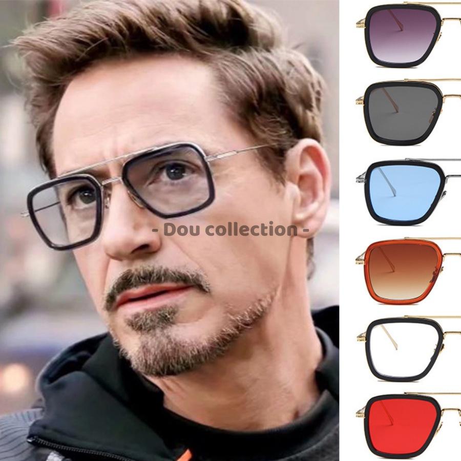 Kính Mát Cao Cấp Hình Vuông Retro Gọng Kim Loại Phong Cách Iron Man - Carl Fitow - Mã MK028
