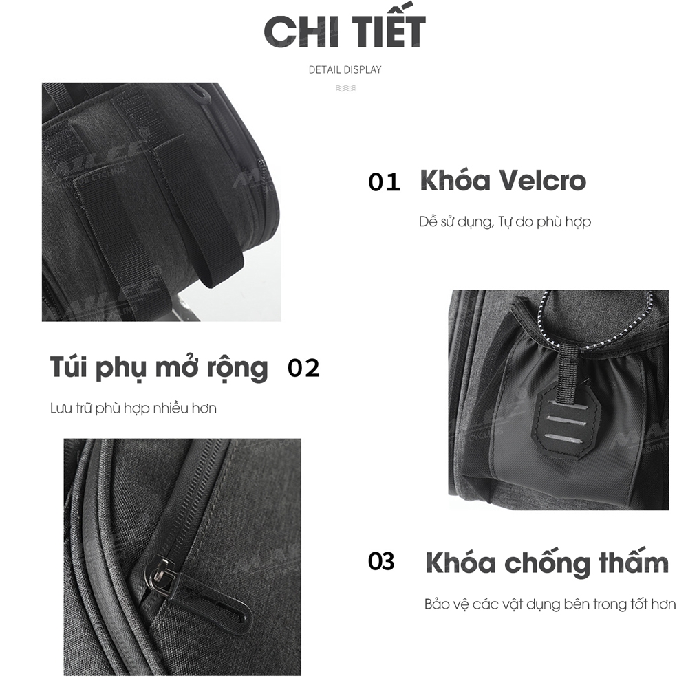 Túi Xe Đạp Gắn Baga Sau Xe Đựng Hành Lý ZZ04 Chất Liệu Vải Polyester 840D Khóa Zip Đôi Chống Nước Dung Tích Lớn Mai Lee