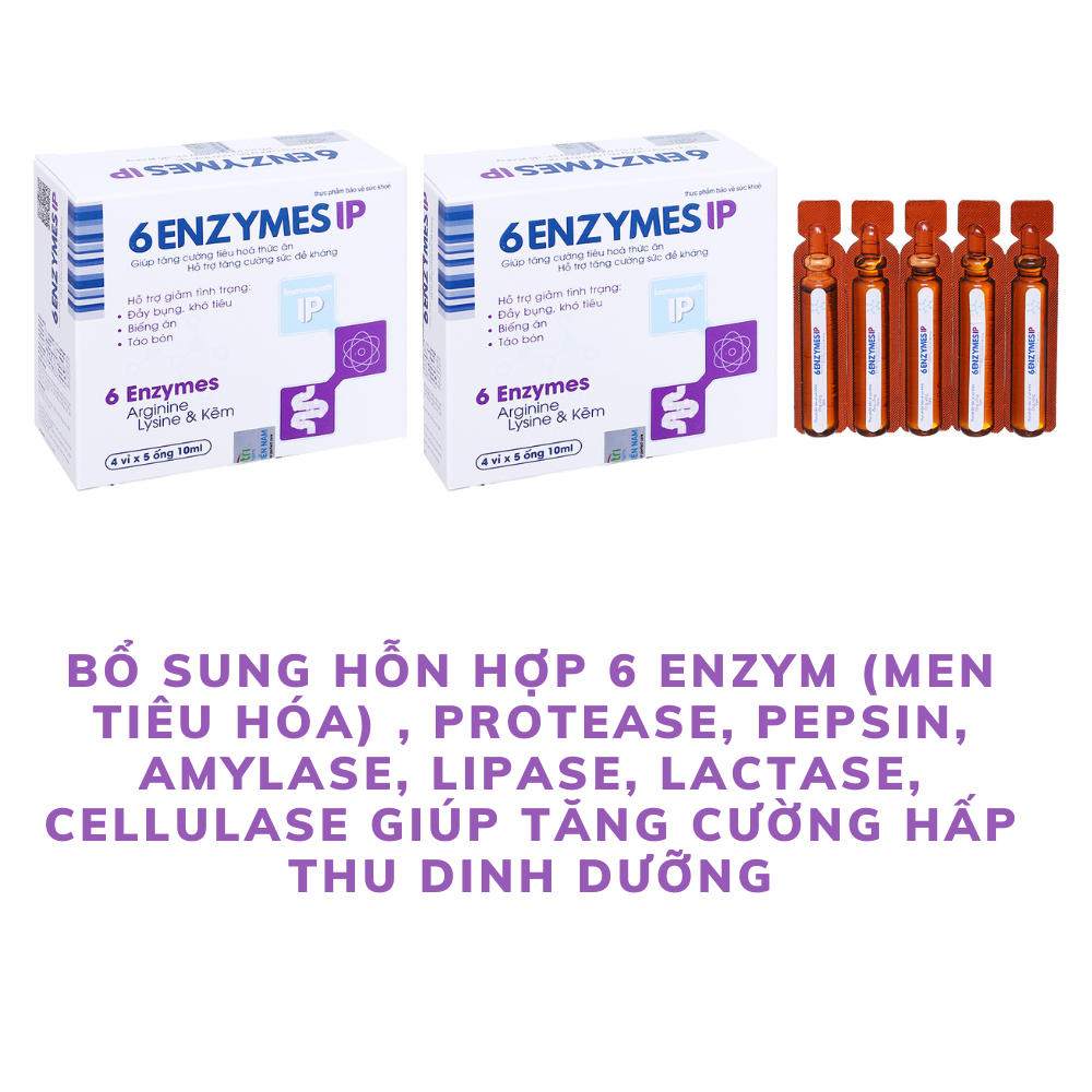 Men tiêu hóa 6 ENZYMES IP - Hỗ trợ tăng cường tiêu hóa với 6 loại enzyme thiết yếu, giúp ăn ngon, giảm táo bón