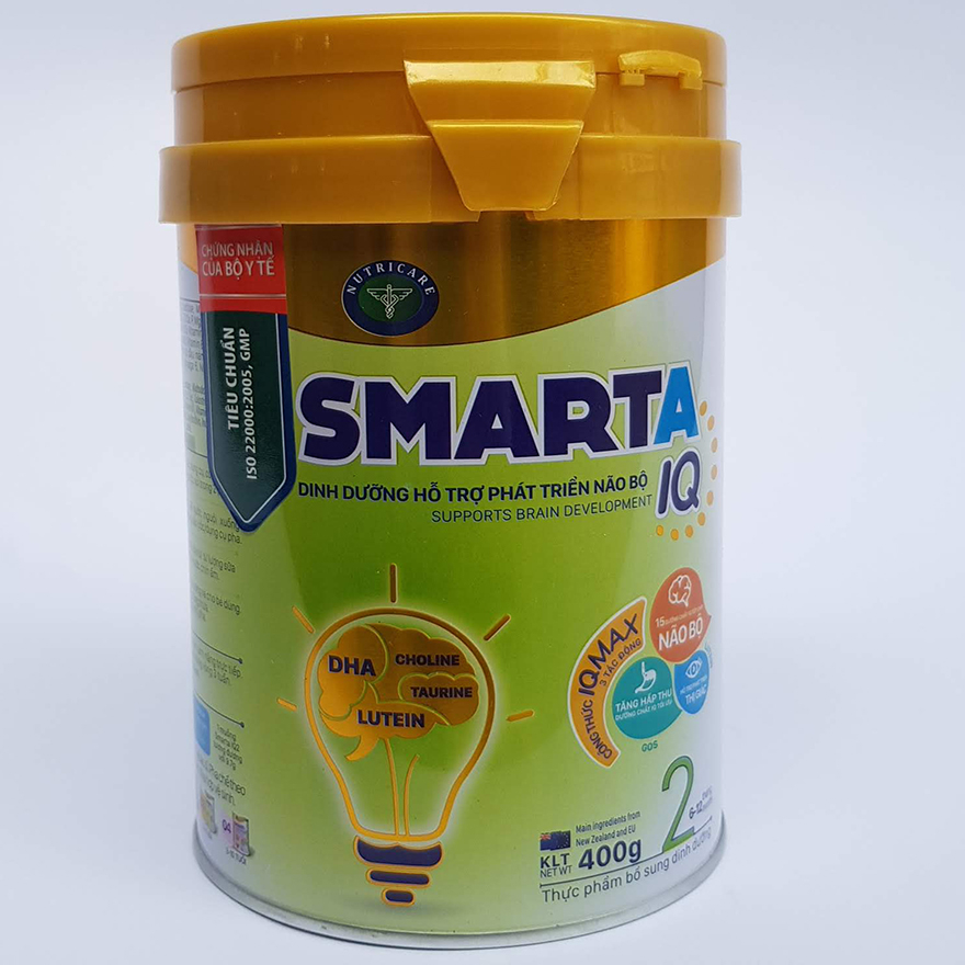 Sữa bột SmartA IQ 2 dinh dưỡng hỗ trợ phát triển não bộ cho bé 6-12 tháng tuổi
