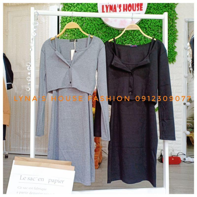 Set Váy 2 Dây Form Chữ A Và Áo Khoác Cardigan Đầm Nữ Body Đi Dạo Pố Dự Tiệc - LH93
