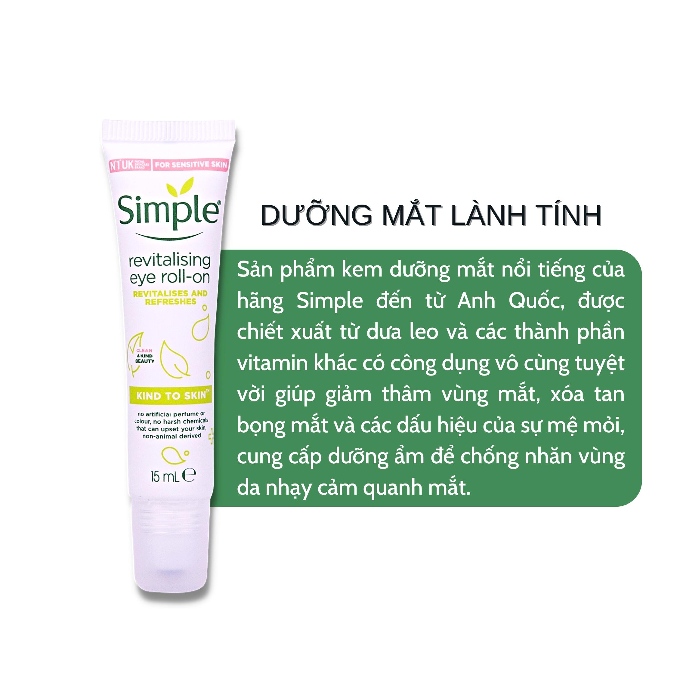 Kem Lăn Dưỡng Mắt Simple Revitalising Eye Roll-On 15ml