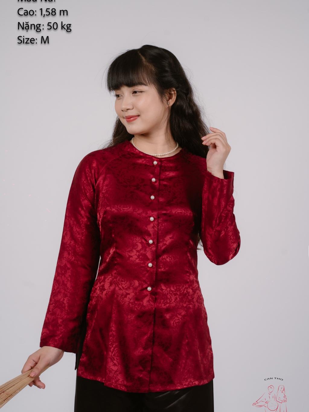 Bộ áo bà ba gấm Hồng cánh sen/ Xanh nước biển/ Vàng Đồng/ Vàng chanh/Đỏ Đô-Bà ba Bigsize- May sỉ Áo bà ba theo yêu cầu - Bộ hồng sen(1A+1Q)