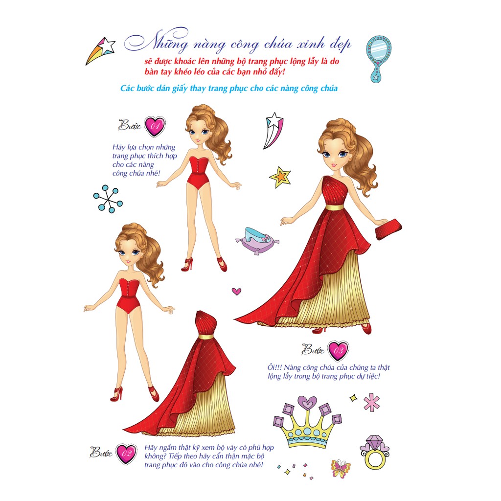 Sách - Combo 4 cuốn Sticker book Giấy gián & tô màu công chúa 1-4 Quyến rũ