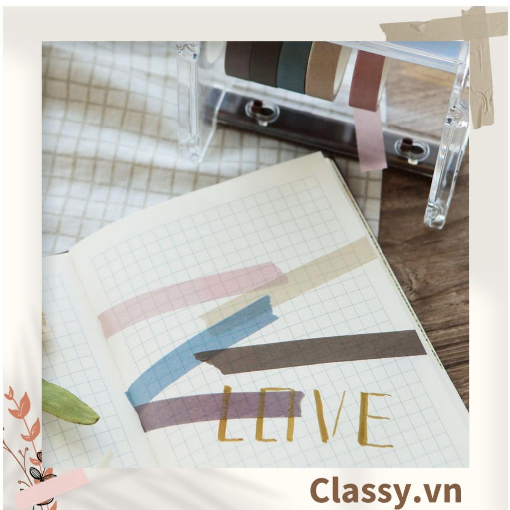 10 cuộn Băng keo giấy washi tape Classy trang trí tông màu neutral nhiều kích cỡ PK1326