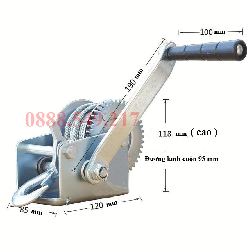Tời Quay Tay Tặng Kèm Móc Và 8m Dây Đủ Phân Loại 600 - 1000 LBS Siêu Khỏe Tải Trọng Lên Tới 450kg