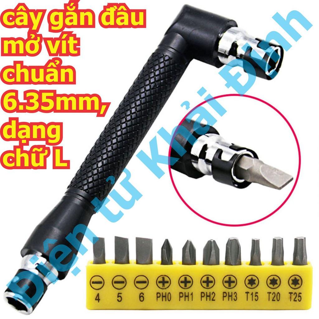 Cây gắn đầu mở vít chuẩn 6.35mm, dạng chữ L, gắn 2 đầu Thanh cờ lê gán đầu bắn vít kde6284