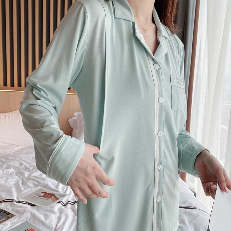 Bộ mặc nhà và sau sinh modal dáng Pyjamas xanh và hồng Snugg