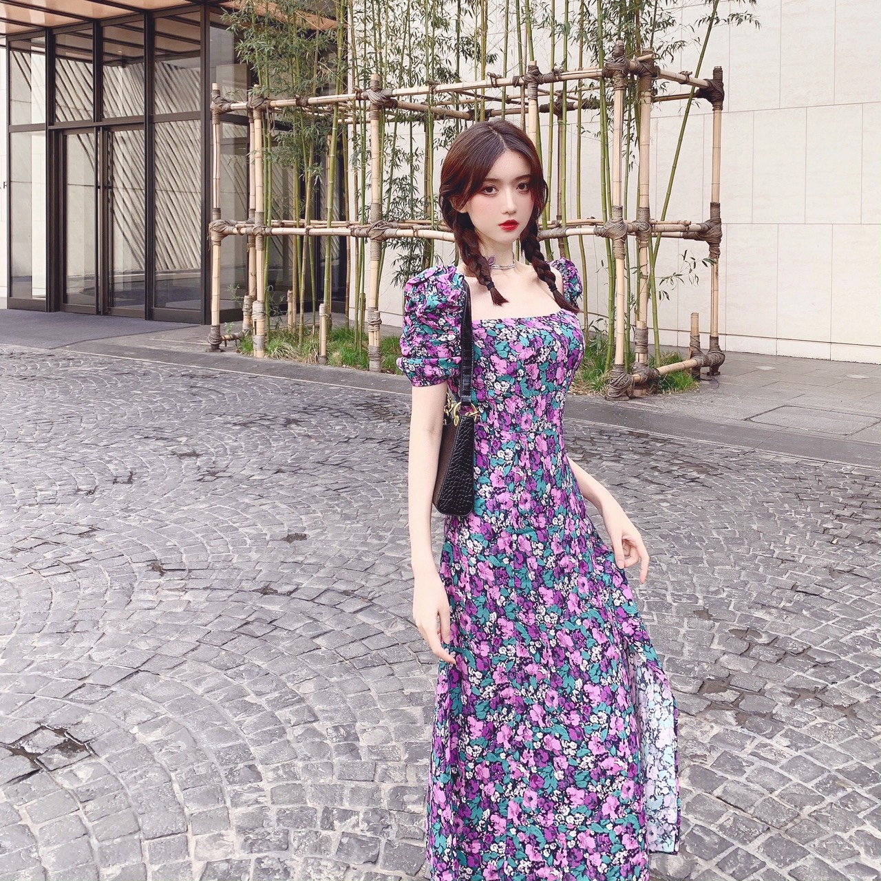 ĐẦM XOÈ HOA TÍM XẺ TÀ - DT1339-155