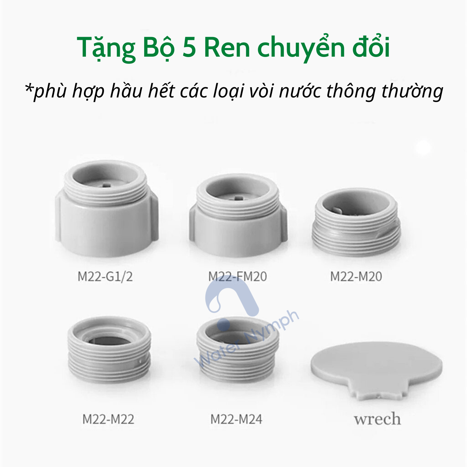 Đầu vòi nước tăng áp, xoay 360 độ, hai chế độ nước N023 (kèm bộ ren chuyển đổi 6 món)