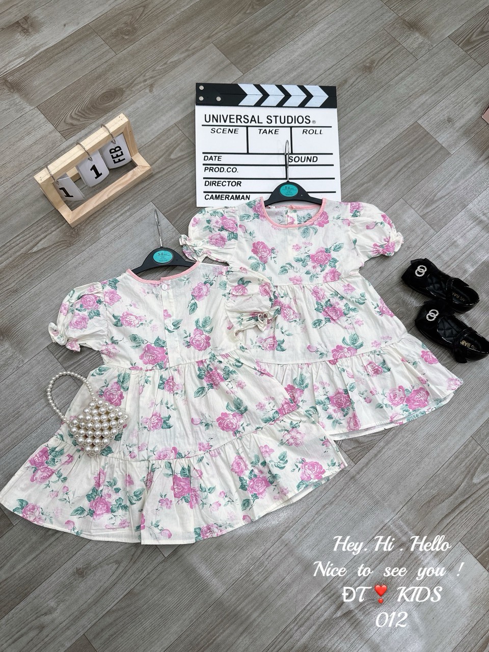 Váy bé gái 10-29kg dáng babydoll xòe siêu xinh Baby-S, Đầm bé gái họa tiết hoa hồng xinh xắn - SD105
