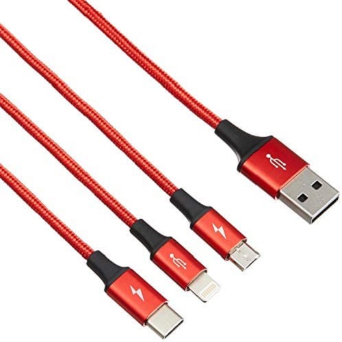 Cáp sạc nhanh 3A Baseus Rapid kết nối 3 đầu Type-C /Micro/ iPhone dây siêu bền cho Smartphone - Hàng chính hãng