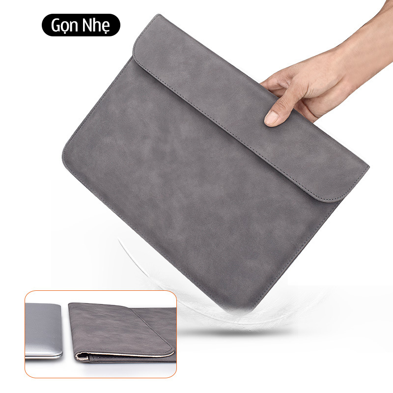 Túi da đựng, chống sốc dành cho laptop, macbook đa năng 1 ngăn khóa nam châm tiện lợi nhiều màu size 13.3 inch, 14.1-15.4 - kèm túi đựng phụ kiện công nghệ