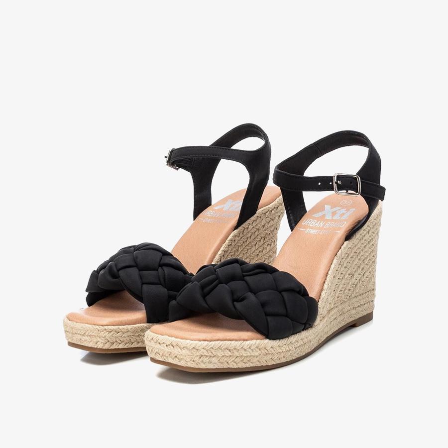 Giày Đế Xuồng Nữ XTI Black Pu Ladies Sandals