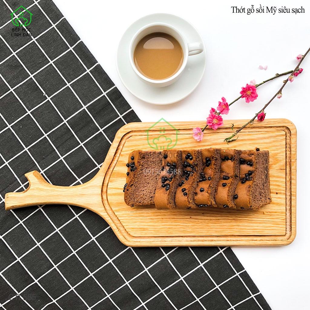 Khay Gỗ Sồi Tay Cầm Sừng Hươu HAHANCO Chắc Bền Vân Đẹp